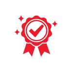 I need an icon that dictates quality in red  without the word quality Minimalist style Same red as other used icons